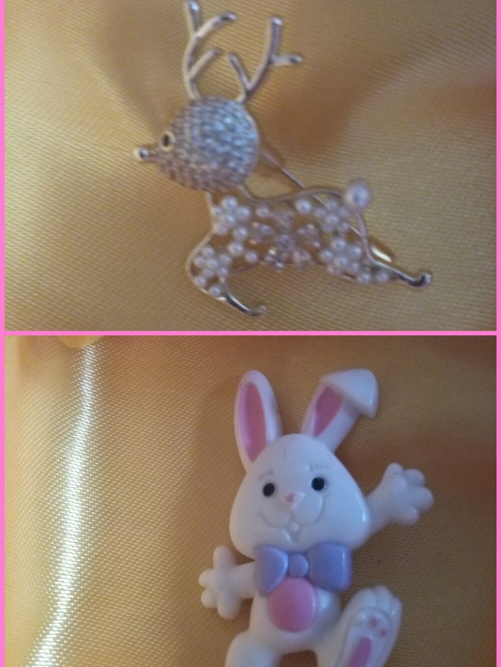 ❤️ Lot Of 2 adorable Brooch Pins Bunny And Deer ❤️